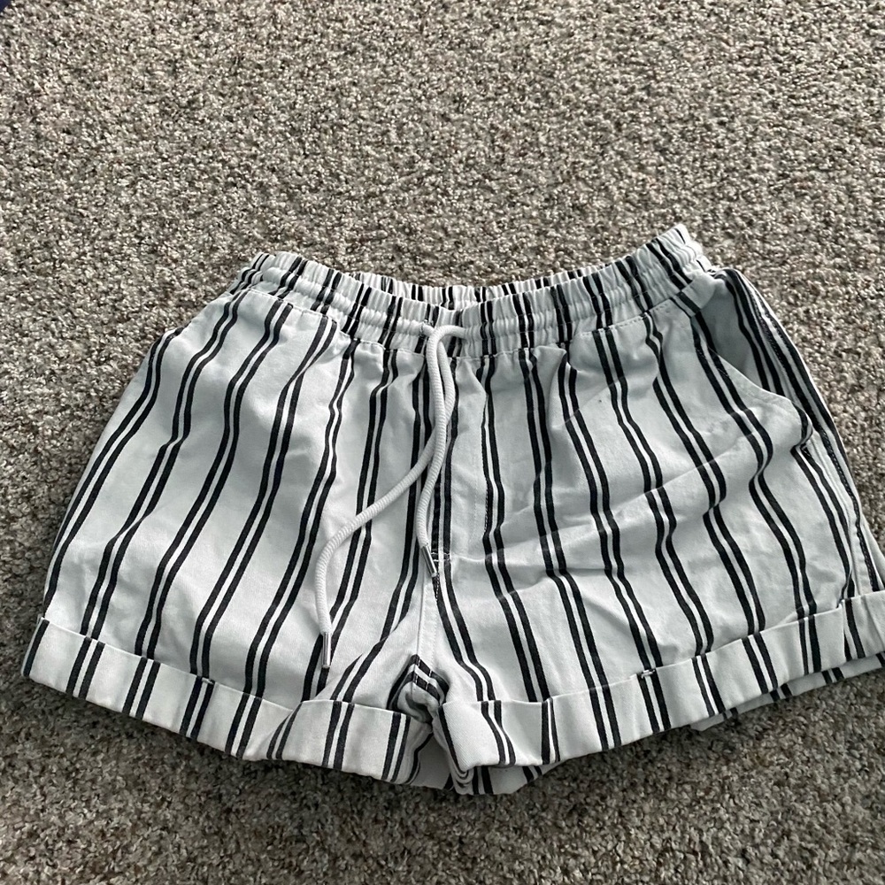 White and Black Stripped Shorts from Forever21